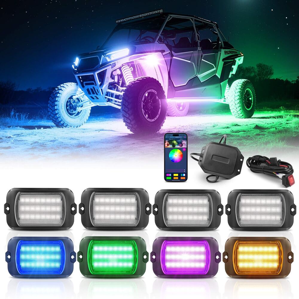 MICTUNING Q1 MAX RGB+IC Rock Lights 12 Pods APP Music Sync IP68 LED